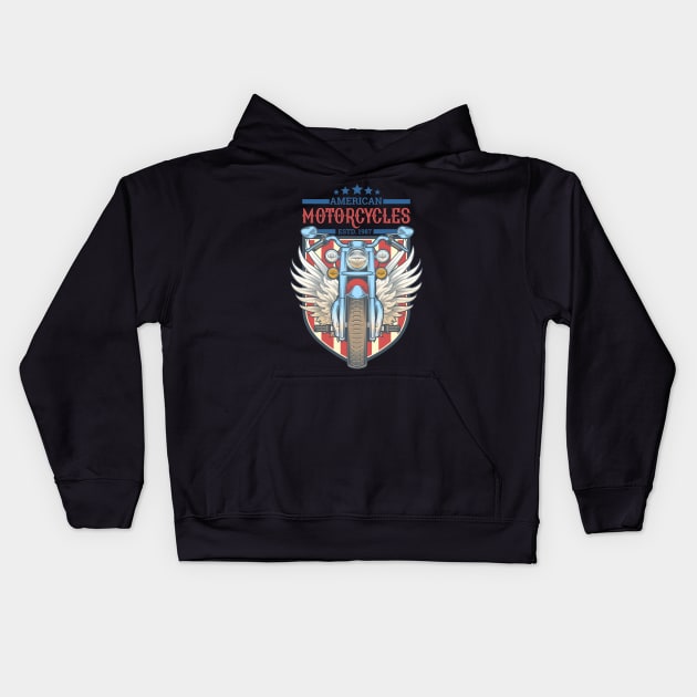 American Motorcycle Kids Hoodie by TomCage